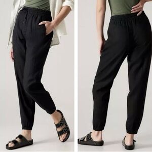 Athleta Women’s Retreat 100% Linen High Rise Black Joggers Size XS